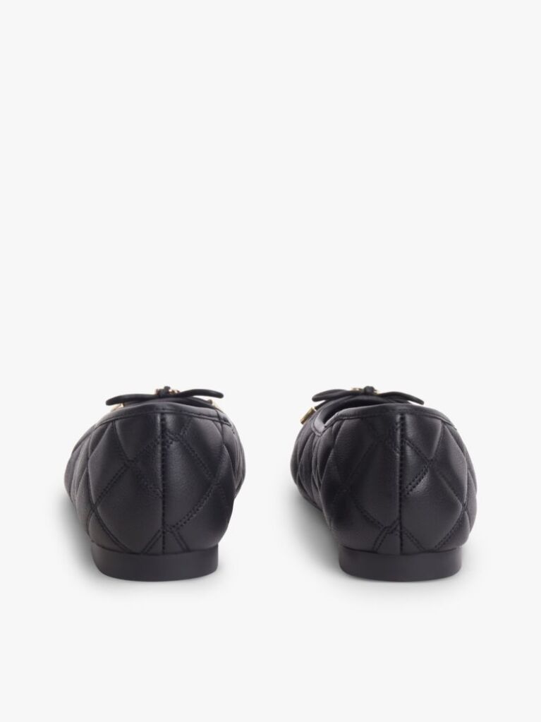Black Logo Charm Quilted Leather Ballerinas  Women