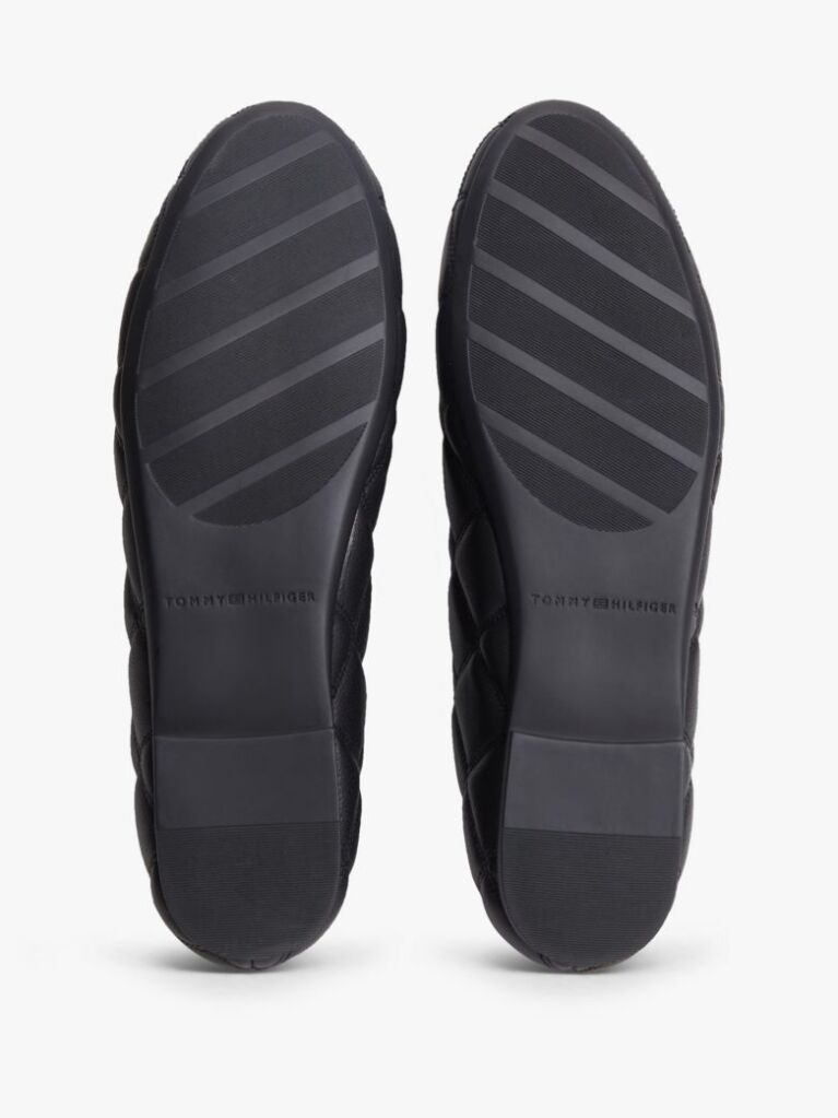 Black Logo Charm Quilted Leather Ballerinas  Women