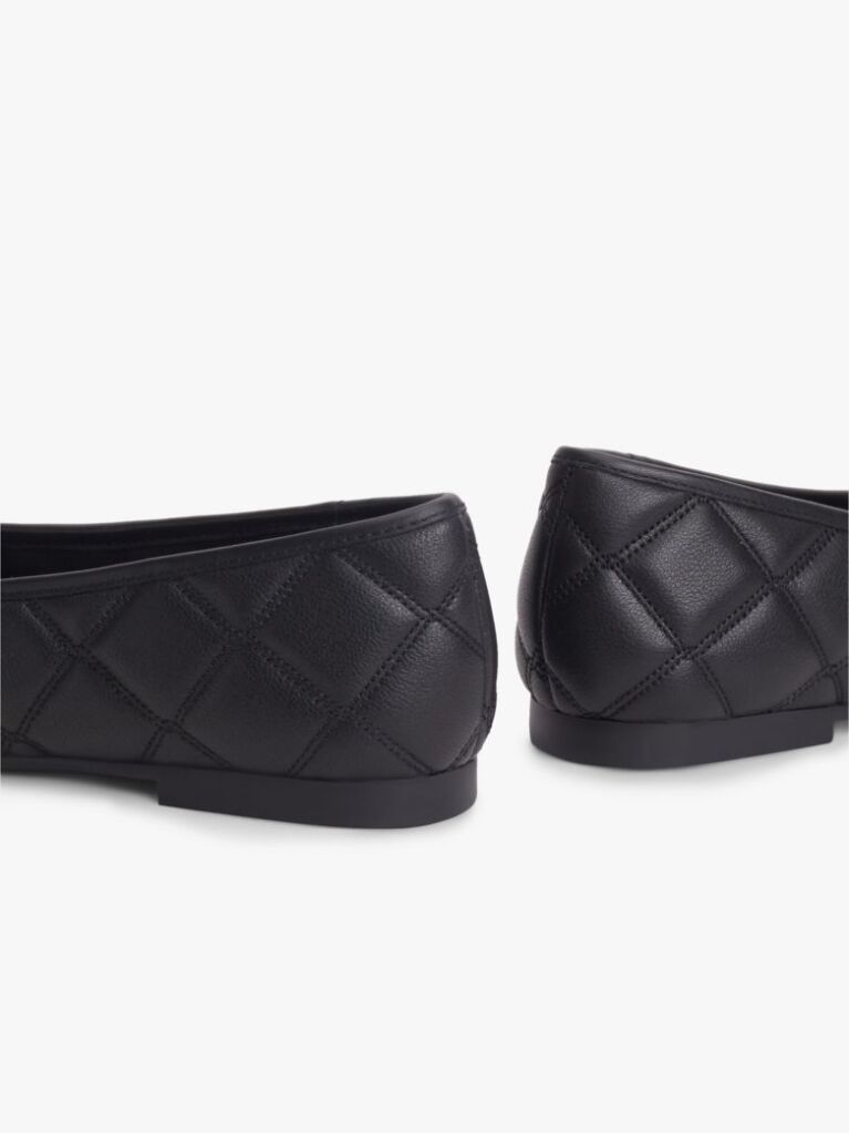 Black Logo Charm Quilted Leather Ballerinas  Women