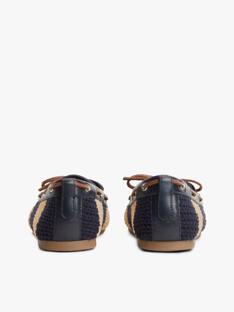 Blue Two-Tone Woven Flexible Boat Shoes  Women