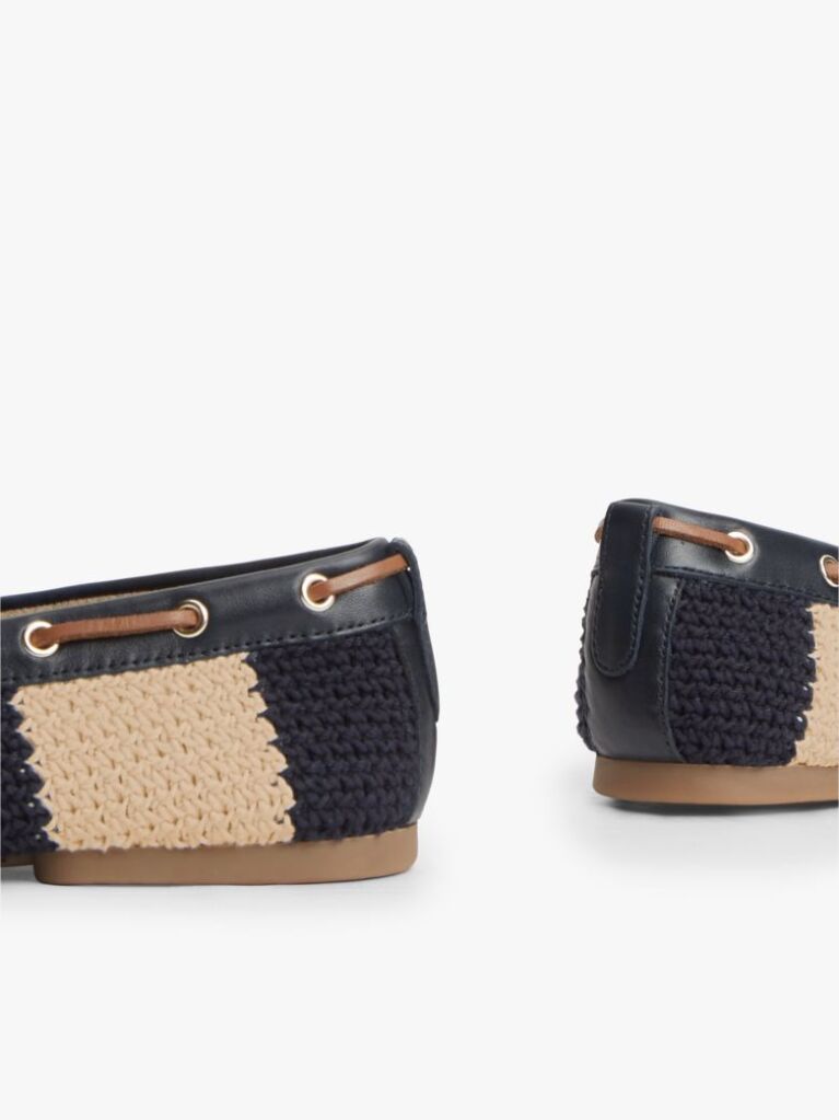Blue Two-Tone Woven Flexible Boat Shoes  Women