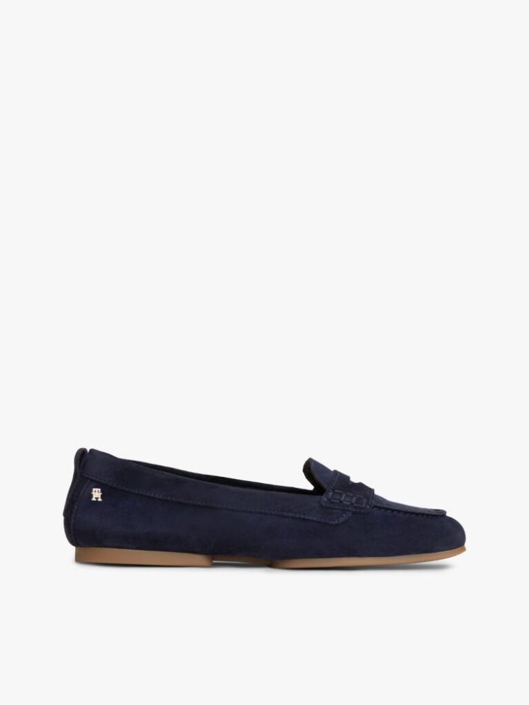 Blue TH Monogram Flexible Suede Loafer Ballerinas  Women
