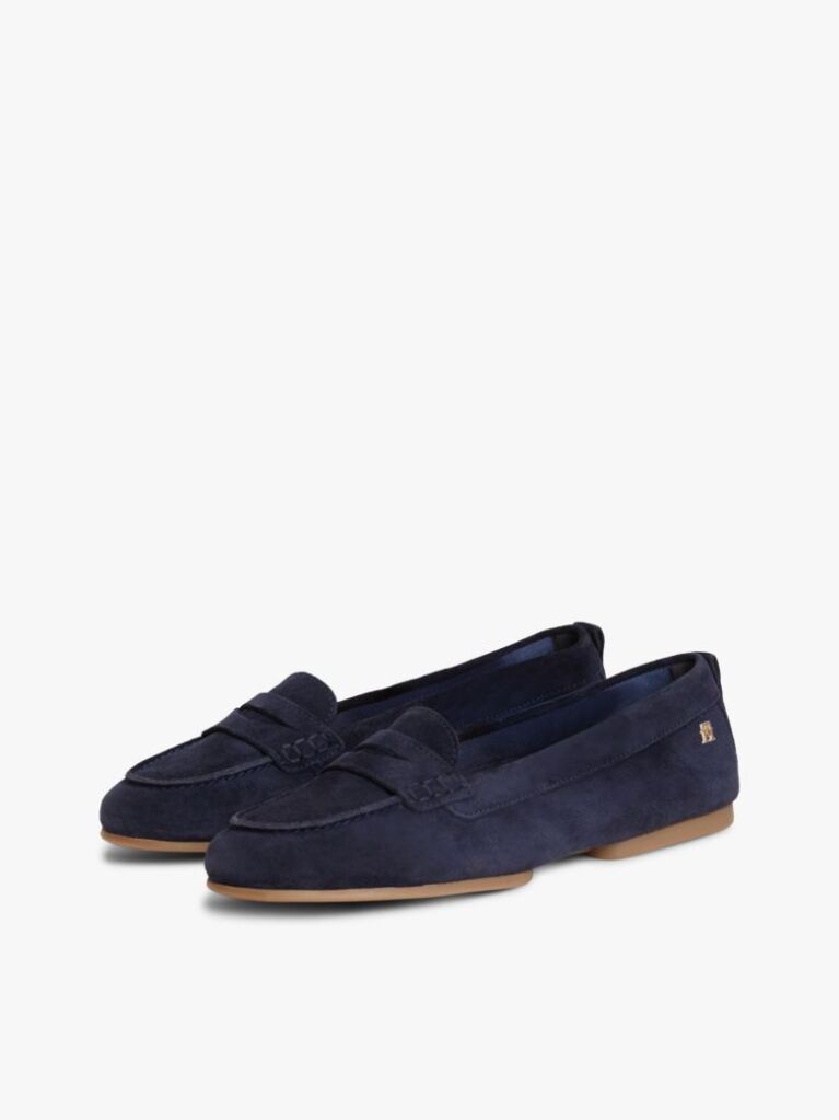 Blue TH Monogram Flexible Suede Loafer Ballerinas  Women