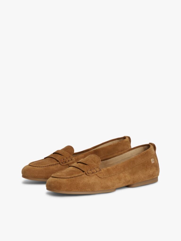 Brown TH Monogram Flexible Suede Loafer Ballerinas  Women