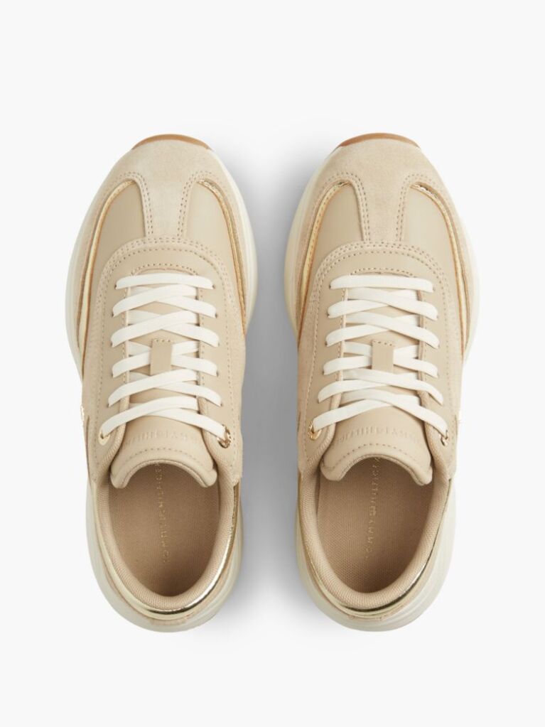 Beige Suede TH Monogram Metallic Sneakers  Women