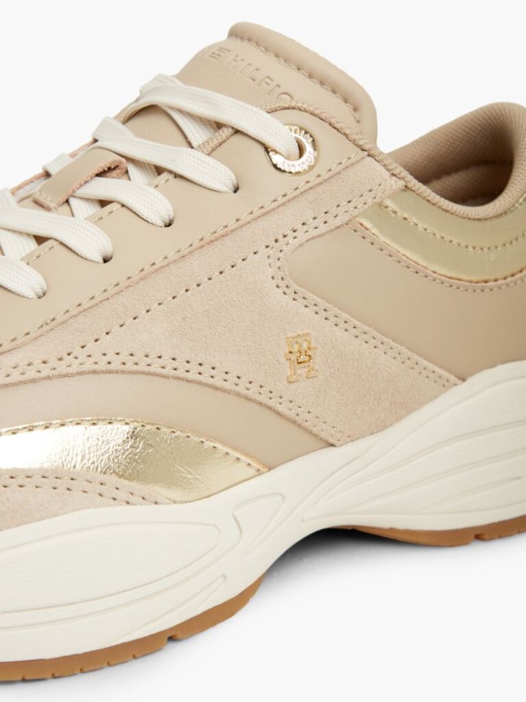 Beige Suede TH Monogram Metallic Sneakers  Women