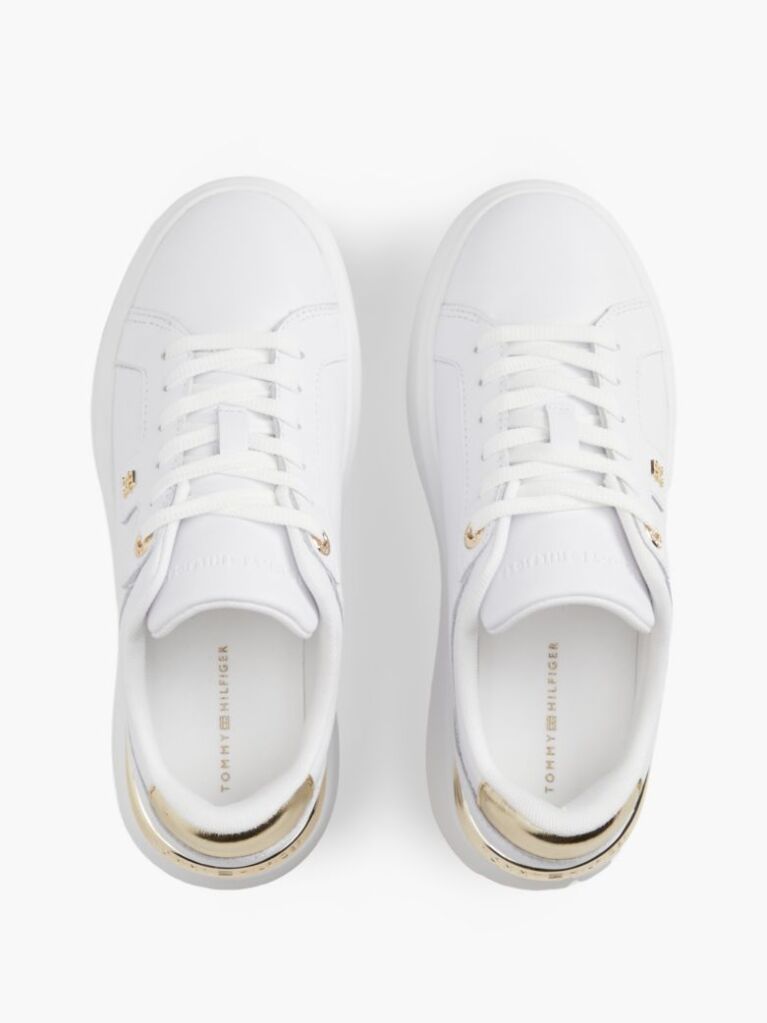 Άσπρο TH Monogram Δερμάτινα Sneakers Με Πλατφόρμα  Γυναίκες
