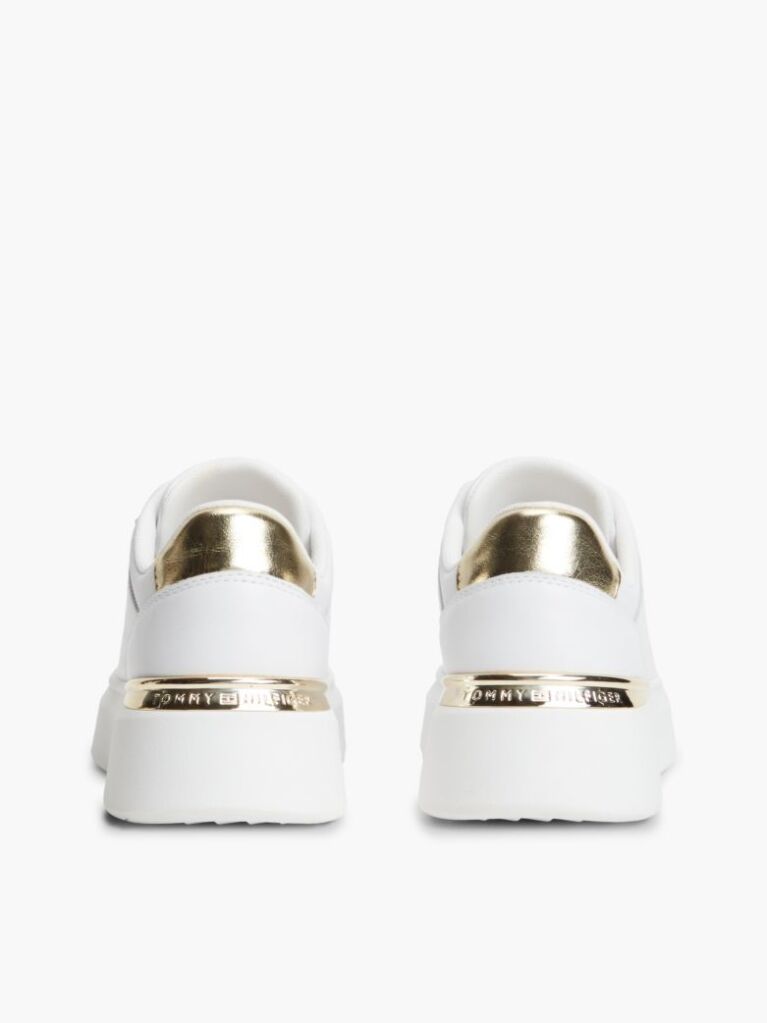 Άσπρο TH Monogram Δερμάτινα Sneakers Με Πλατφόρμα  Γυναίκες