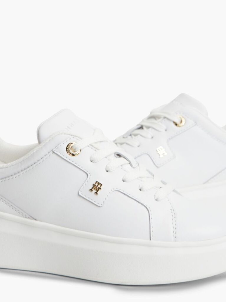 Άσπρο TH Monogram Δερμάτινα Sneakers Με Πλατφόρμα  Γυναίκες