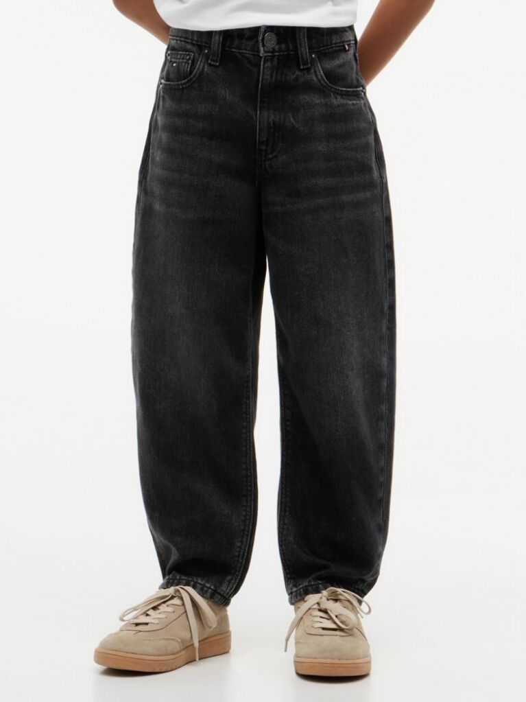 Denim Relaxed Barrel Leg Black Jeans  Boys