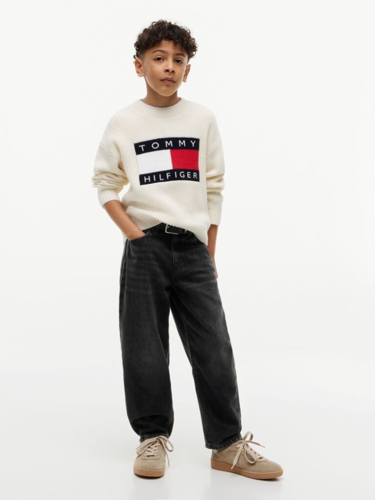 Denim Relaxed Barrel Leg Black Jeans  Boys