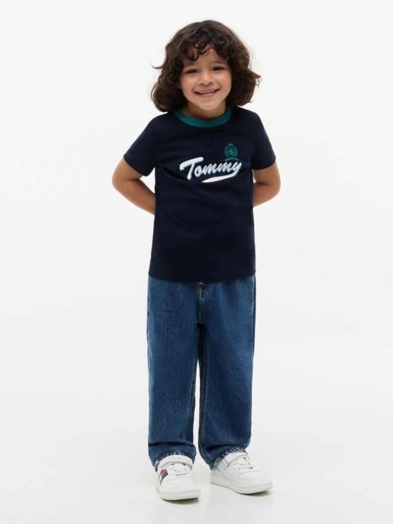 Μπλε Βαμβακερό T-Shirt Με Λογότυπο  Αγόρια