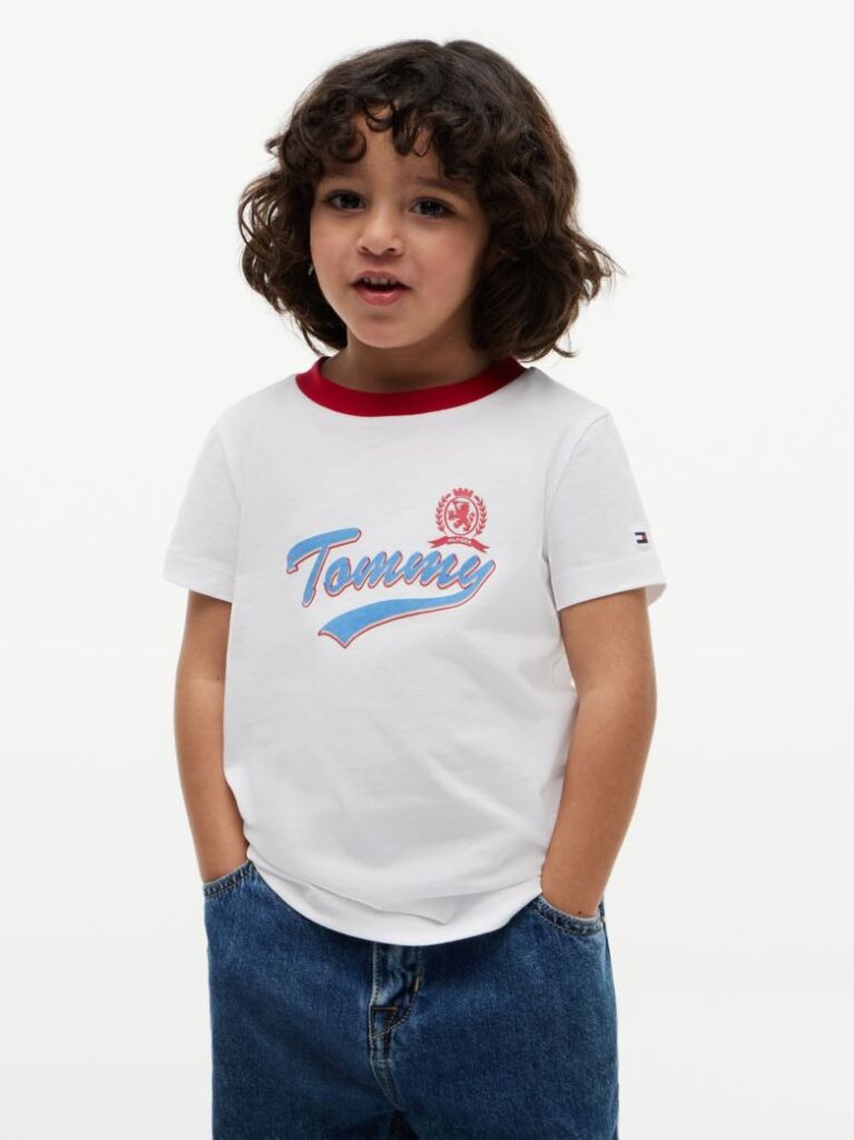 Άσπρο Βαμβακερό T-Shirt Με Λογότυπο  Αγόρια