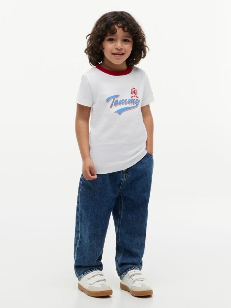 Άσπρο Βαμβακερό T-Shirt Με Λογότυπο  Αγόρια