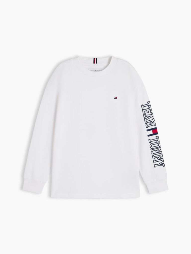 Άσπρο Μακρυμάνικο T-Shirt Με Λογότυπο  Αγόρια