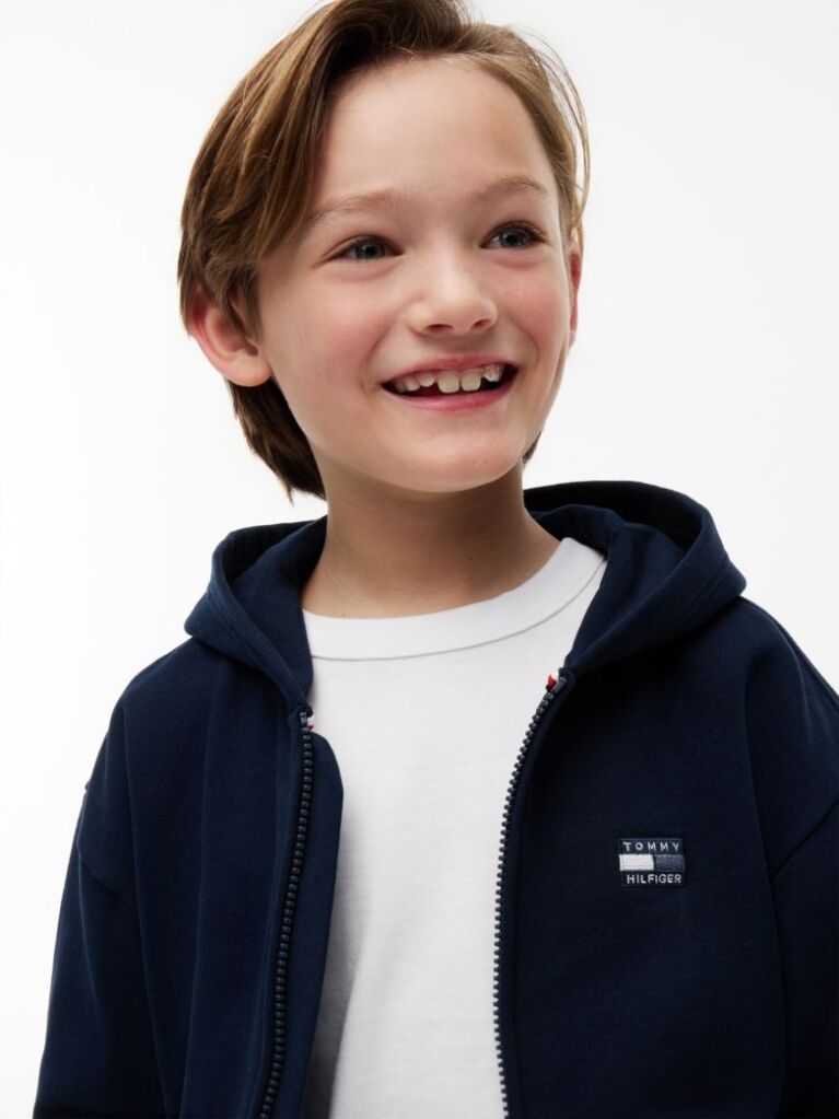 Blue Tonal Flag Logo Terry Zip-Thru Hoody  Boys