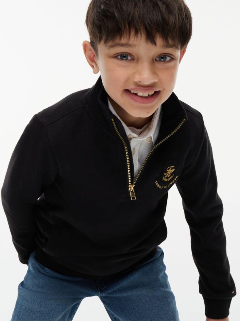 Black Logo Badge Quarter-Zip Sweatshirt  Boys