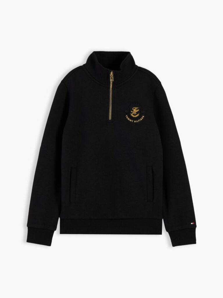 Black Logo Badge Quarter-Zip Sweatshirt  Boys
