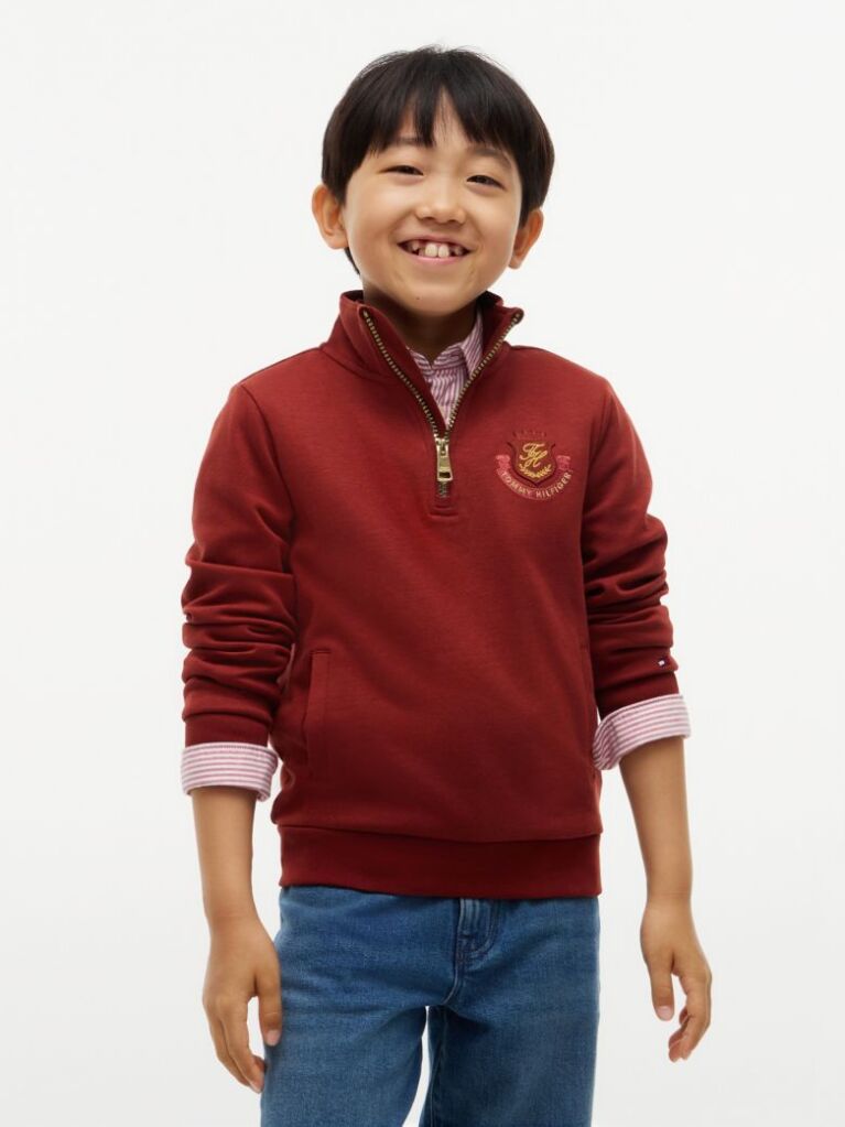 Red Logo Badge Quarter-Zip Sweatshirt  Boys