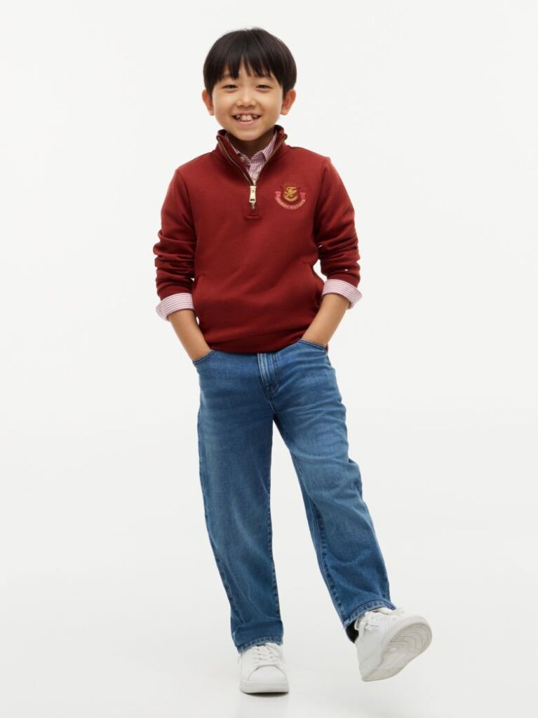 Red Logo Badge Quarter-Zip Sweatshirt  Boys