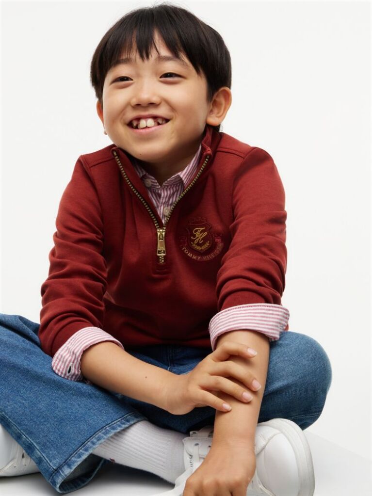 Red Logo Badge Quarter-Zip Sweatshirt  Boys