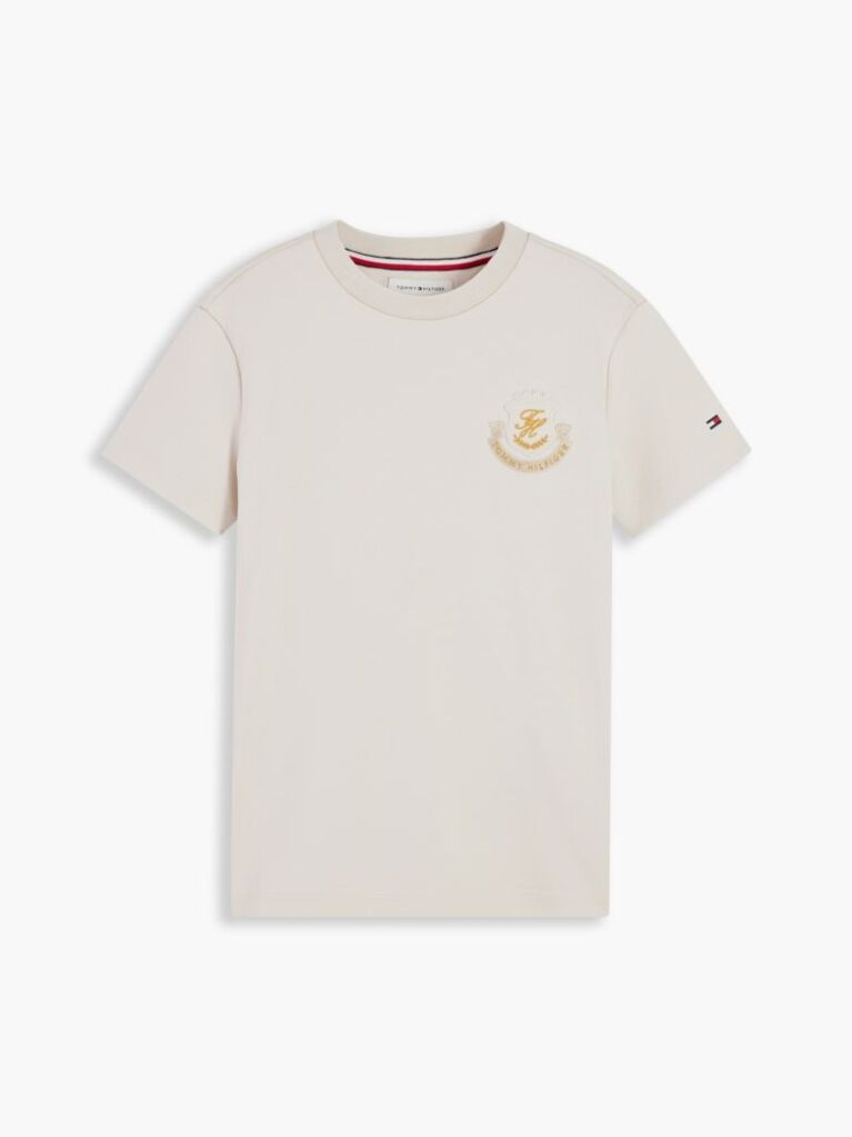 Beige Shield Logo Appliqué T-Shirt  Boys