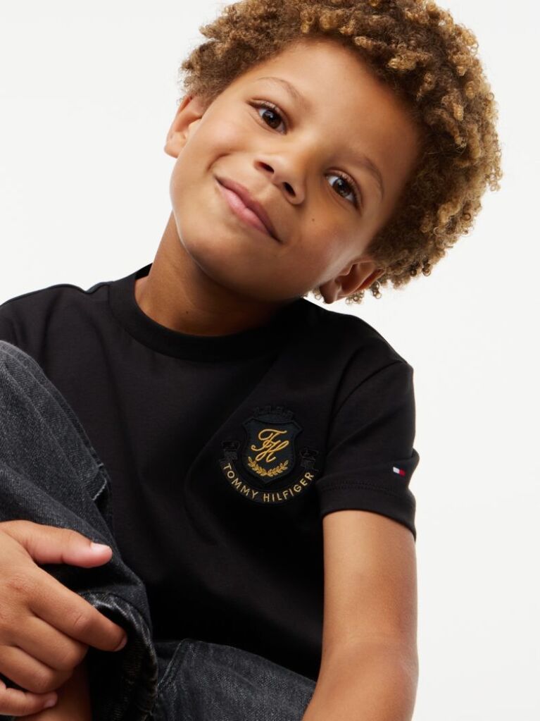Black Shield Logo Appliqué T-Shirt  Boys