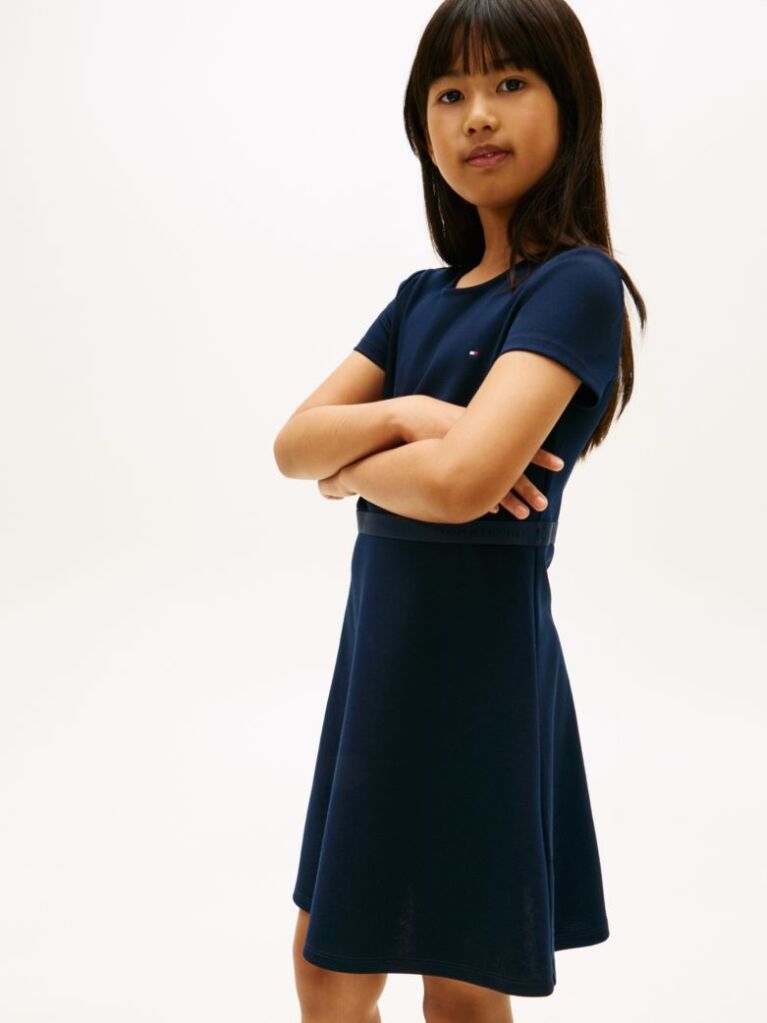 Blue Essential Short Sleeve Skater Dress  Girls