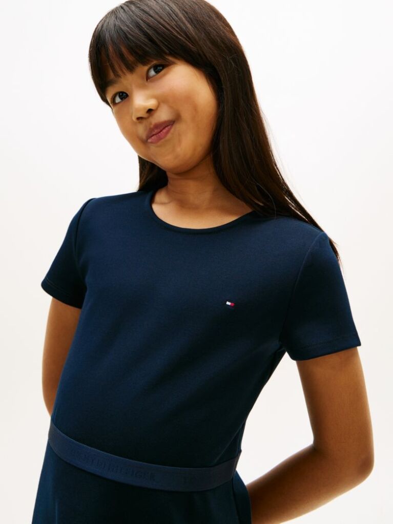 Blue Essential Short Sleeve Skater Dress  Girls