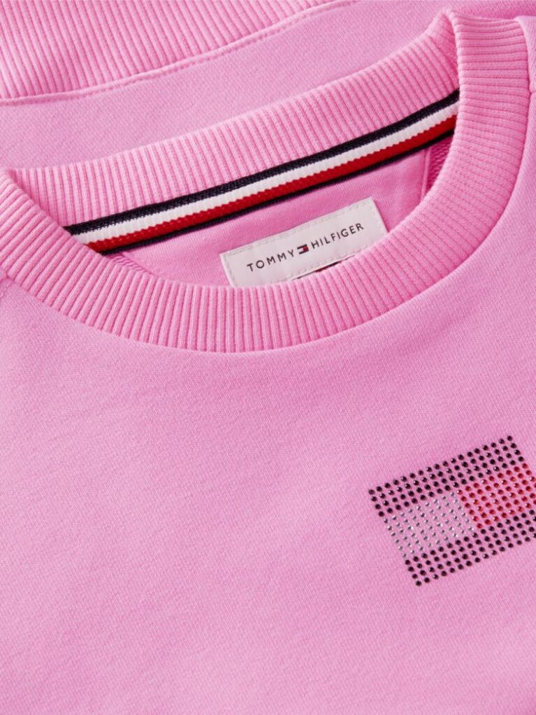 Pink Rhinestone Crew Neck Sweatshirt  Girls