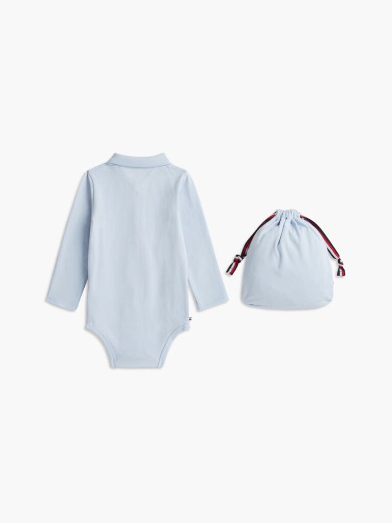 Long Sleeve Polo Bodysuit Gift Box — Sky Blue