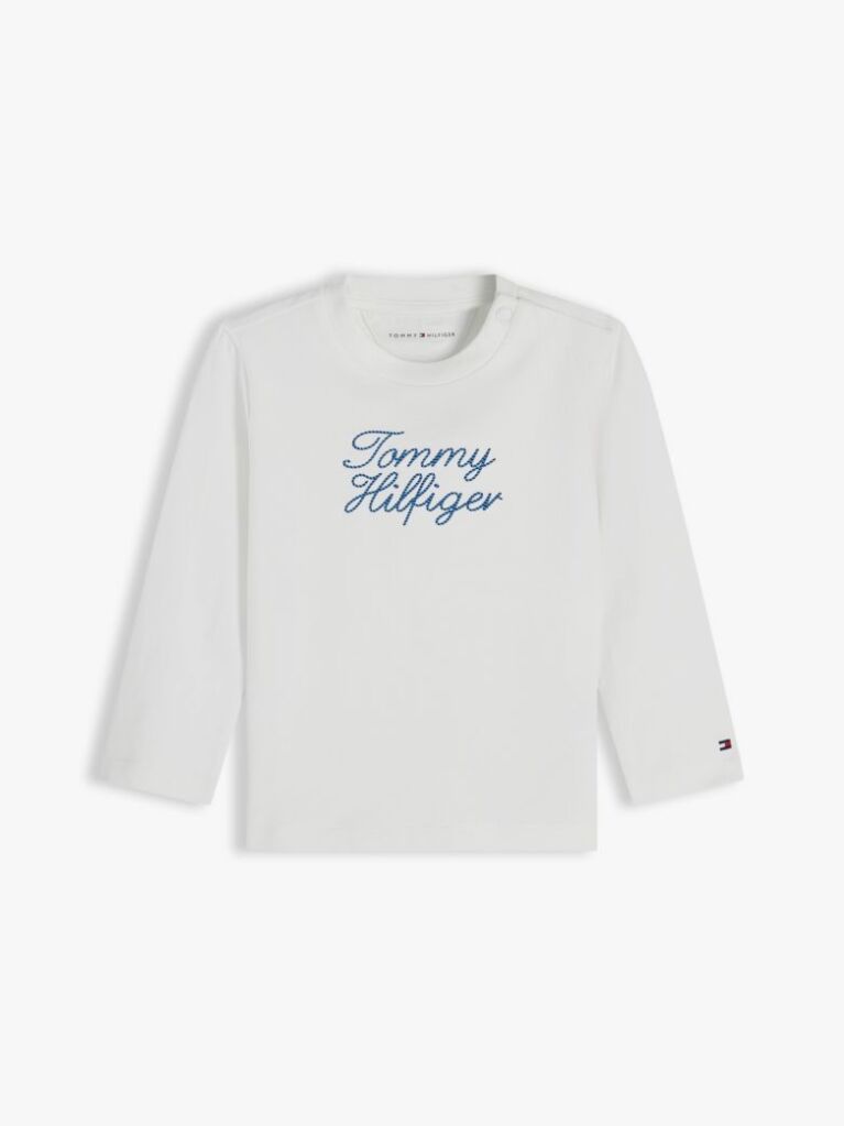 Άσπρο Μακρυμάνικο T-Shirt Με Λογότυπο  Βρεφικά
