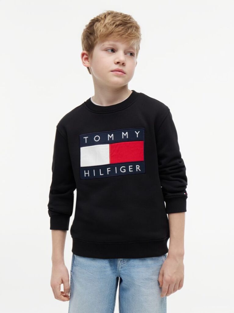 Black Heritage Flag Logo Crew Neck Jumper  Kids Unisex
