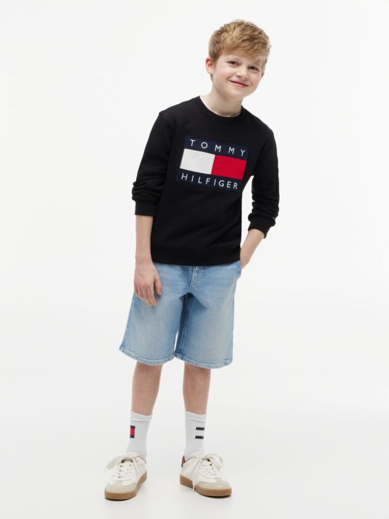 Black Heritage Flag Logo Crew Neck Jumper  Kids Unisex