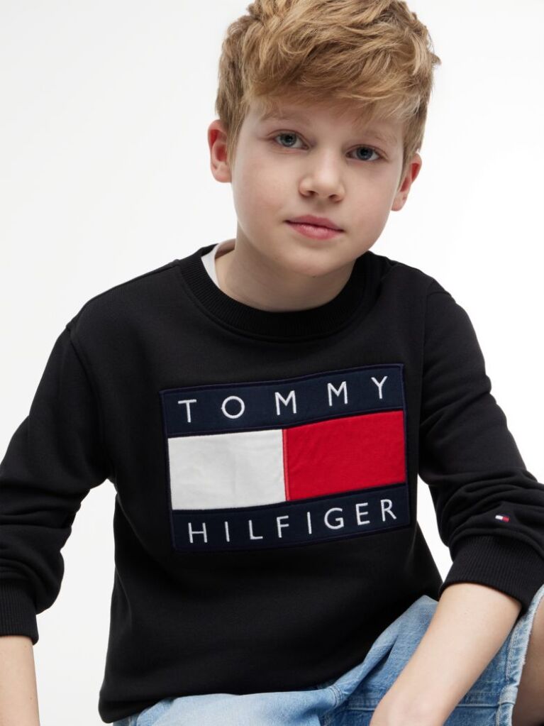 Black Heritage Flag Logo Crew Neck Jumper  Kids Unisex