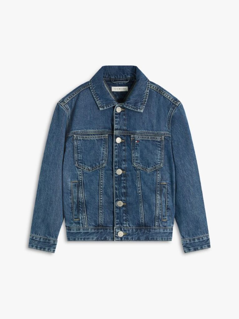 Denim Back Flag Denim Trucker Jacket  Kids Unisex