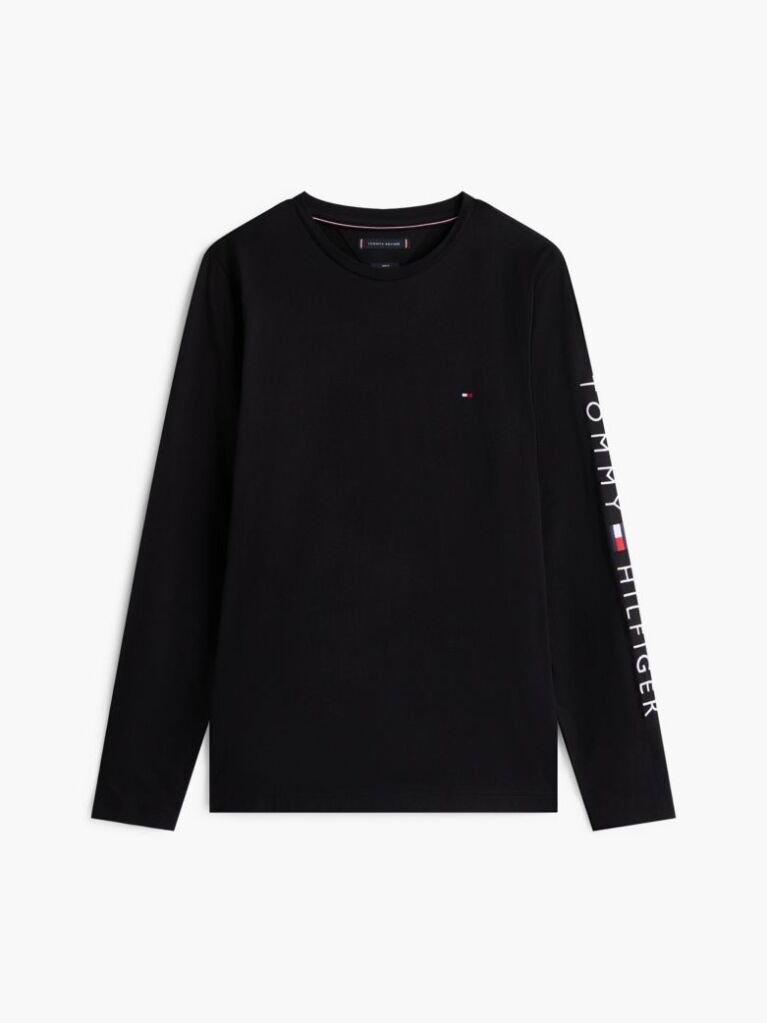 Black Organic Jersey Logo Long Sleeve T-Shirt  Men