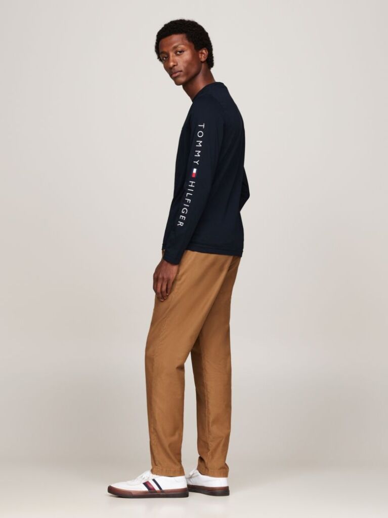 Blue Organic Jersey Logo Long Sleeve T-Shirt  Men