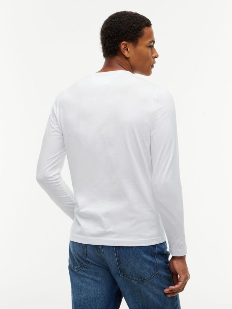 White Organic Jersey Logo Long Sleeve T-Shirt  Men