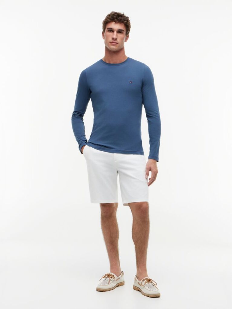 Μπλε Μακρυμανικο T-Shirt Σε Slim Ελαστικη Γραμμη  Άνδρες