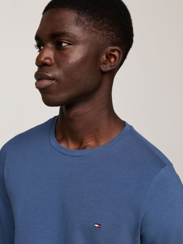 Μπλε Μακρυμανικο T-Shirt Σε Slim Ελαστικη Γραμμη  Άνδρες
