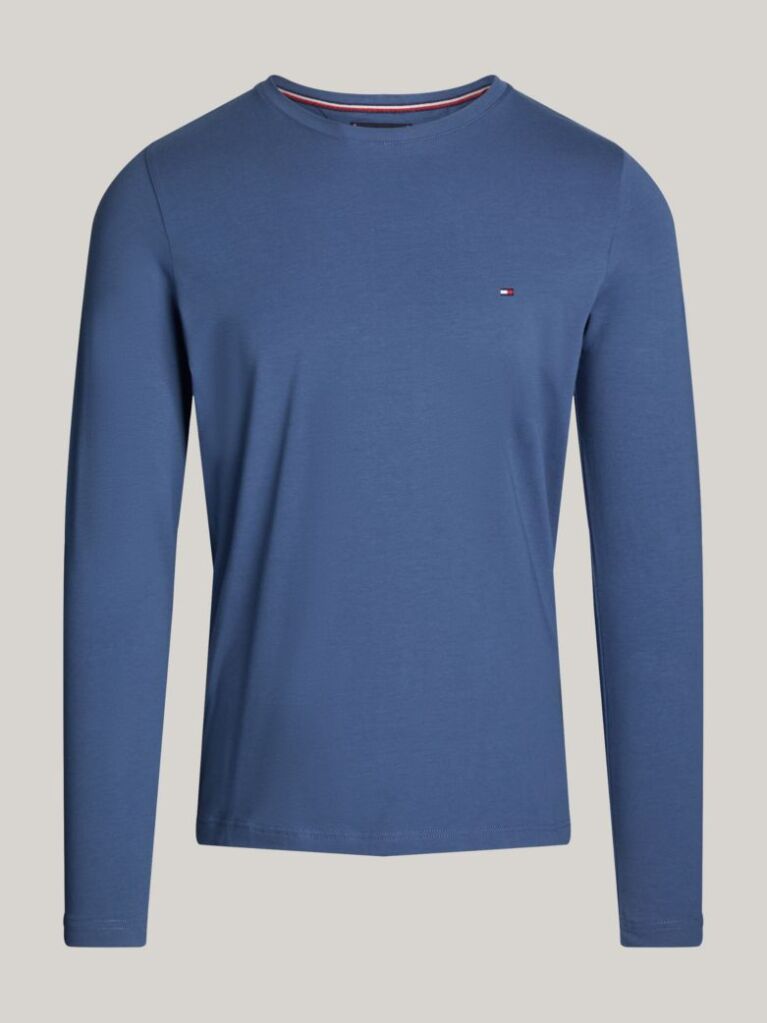 Μπλε Μακρυμανικο T-Shirt Σε Slim Ελαστικη Γραμμη  Άνδρες