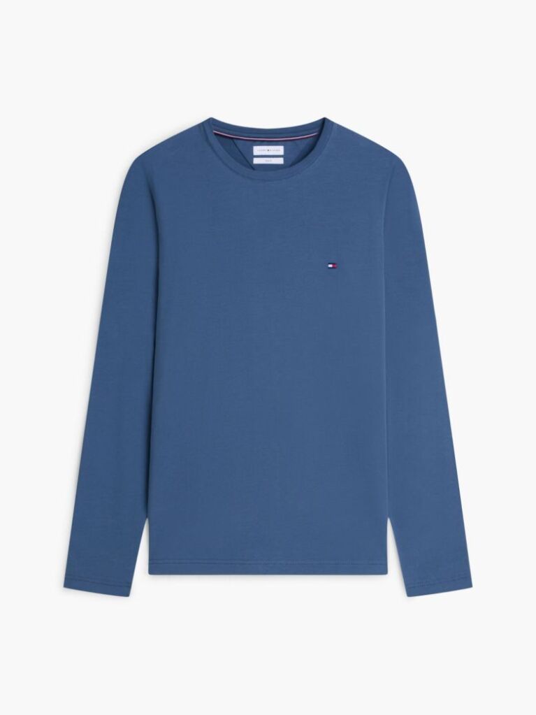 Μπλε Μακρυμανικο T-Shirt Σε Slim Ελαστικη Γραμμη  Άνδρες