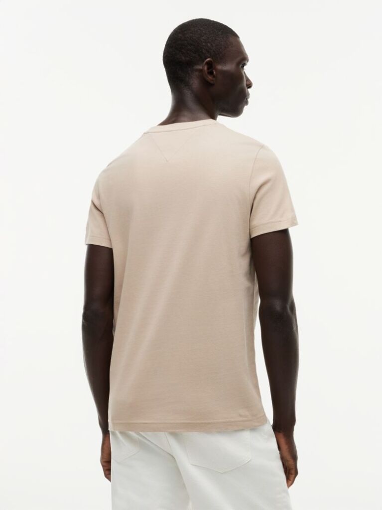 Beige Organic Cotton Chest Logo T-Shirt  Men