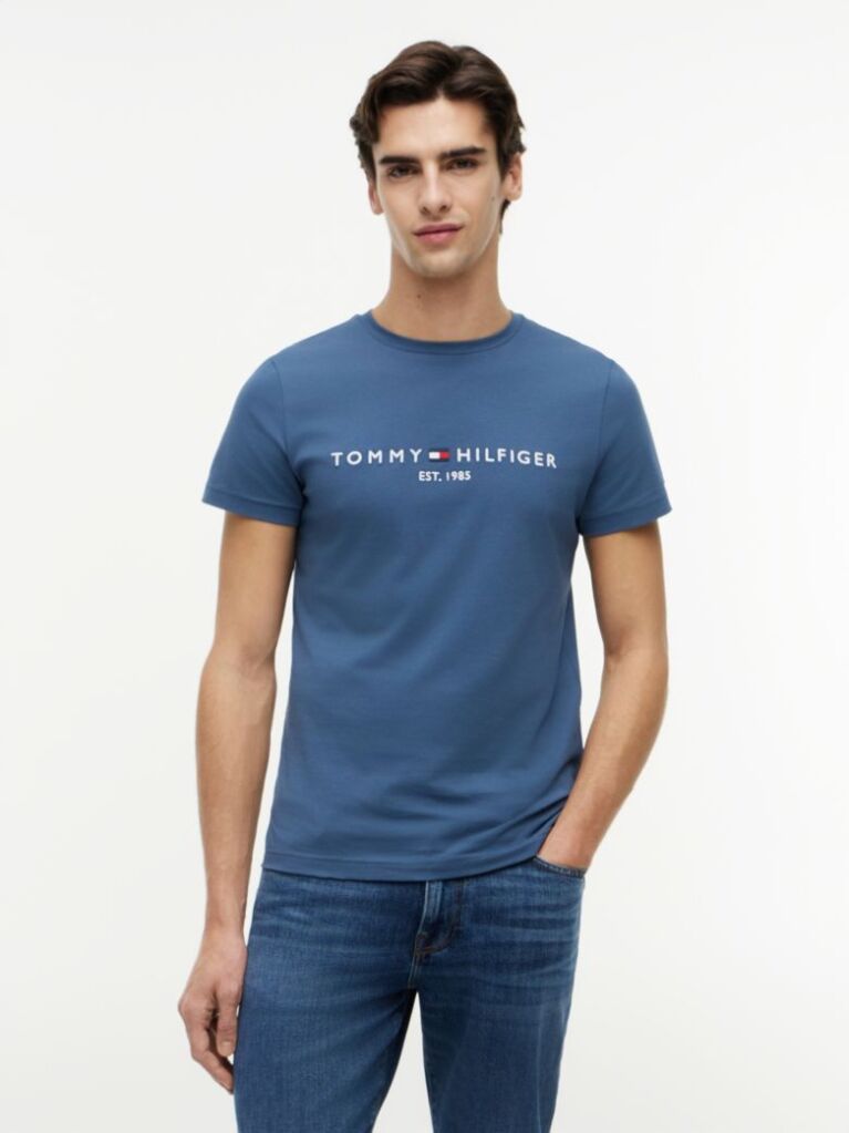 Blue Organic Cotton Chest Logo T-Shirt  Men