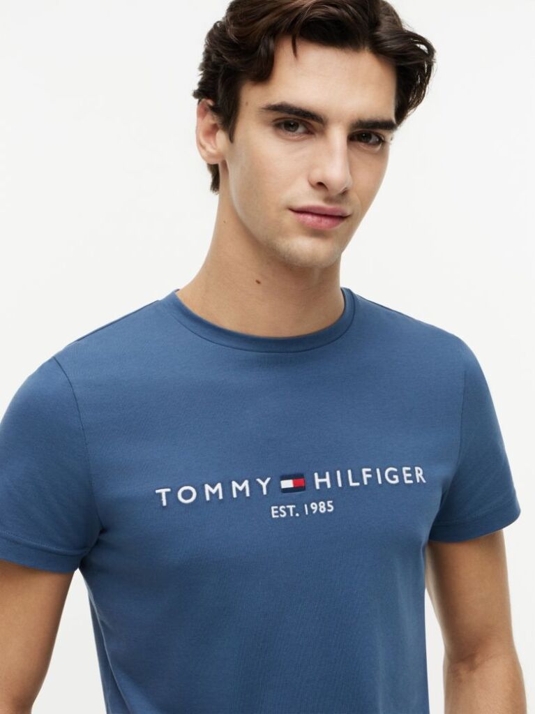 Blue Organic Cotton Chest Logo T-Shirt  Men