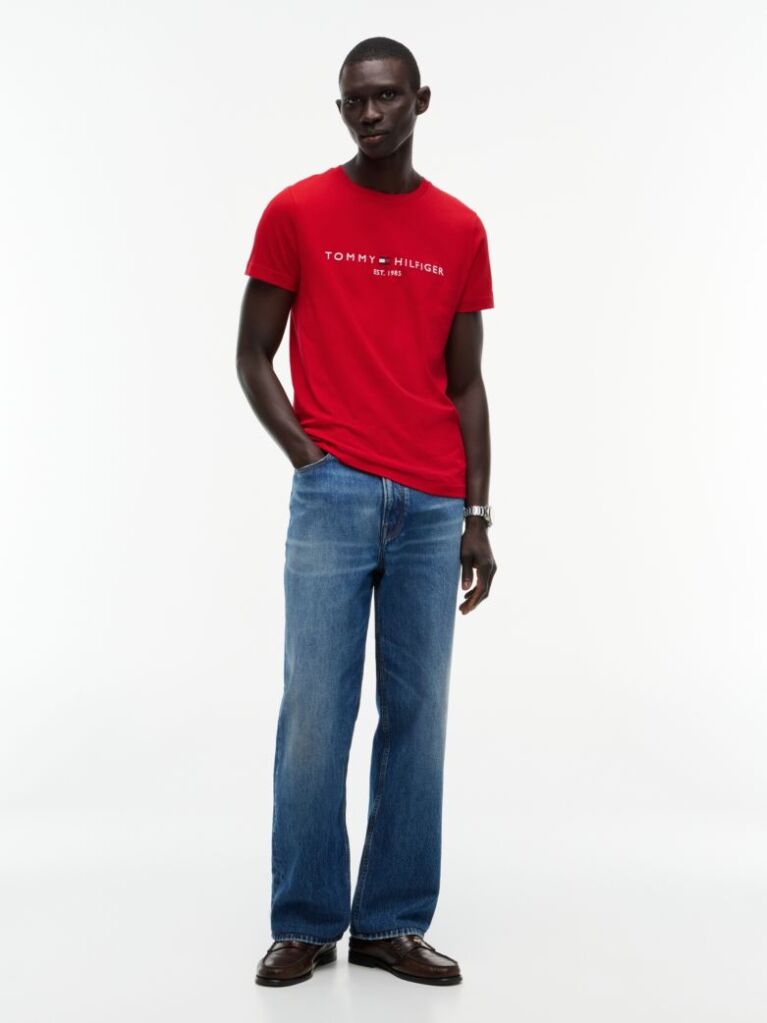 Red Organic Cotton Chest Logo T-Shirt  Men