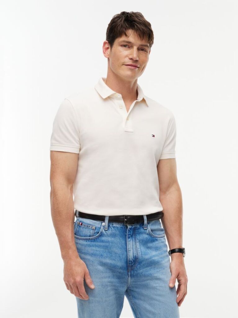 Beige 1985 Organic Cotton Slim Fit Polo  Men