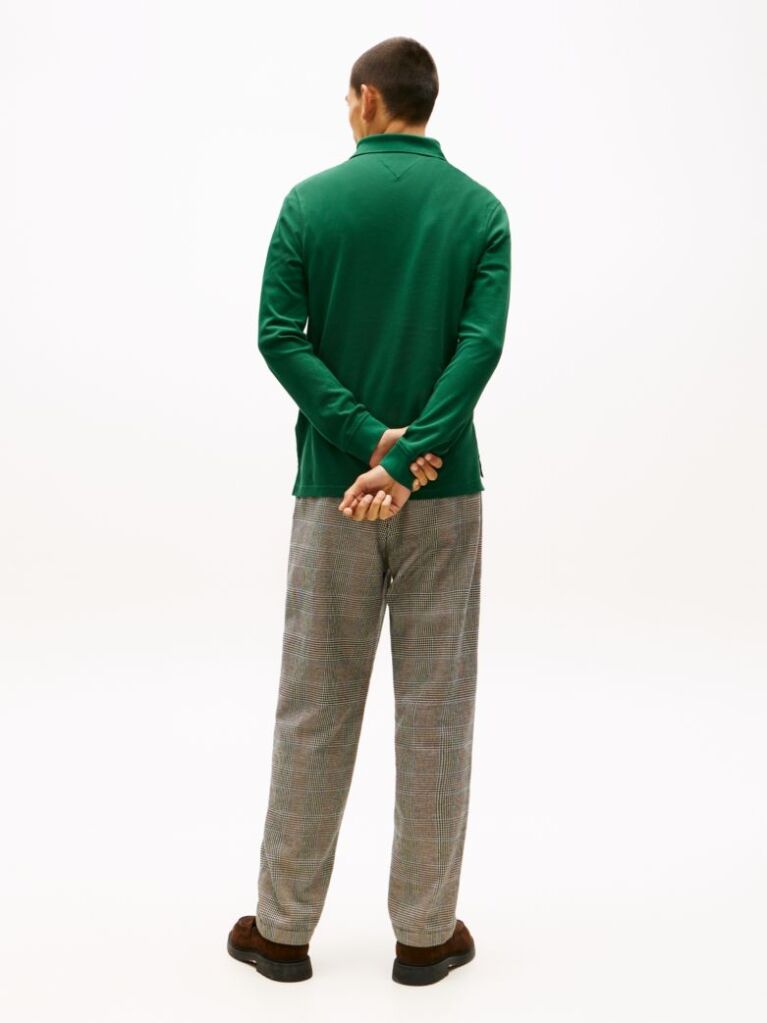Green 1985 TH Flex Slim Fit Long Sleeve Polo  Men