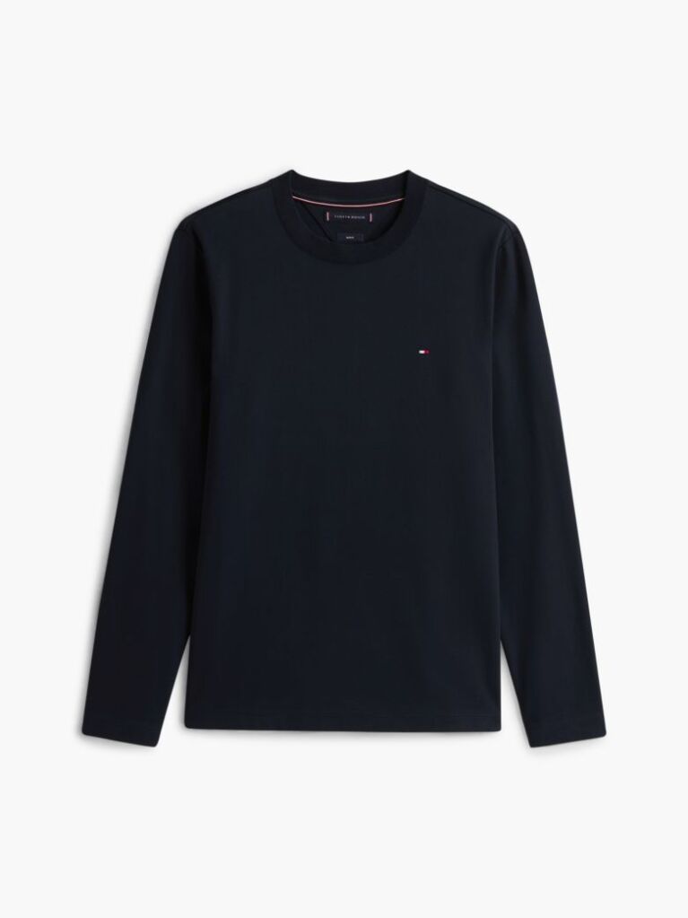 Μπλε Interlock Μακρυμάνικο T-Shirt Σε Slim Γραμμή  Άνδρες